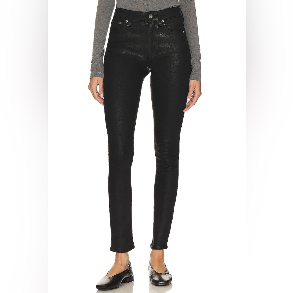 Rag & Bone Nina High Rise Skinny Jean in Coated Black